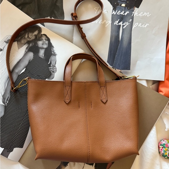 LOFT Tan Leather City Tote Bag - Picture 1 of 6